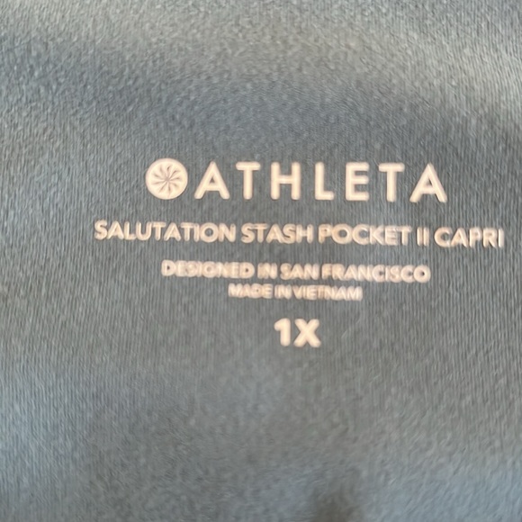 Athleta Salutation Stash Pocket II Capri Riviera Blue leggings size 1X - Picture 4 of 5
